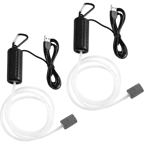 Mini USB Aquarium Oxygen Pump, Portable Aquarium Air Pump, Ultra-Quiet, with Dual Air Stone and Silicone Hose (1/5)