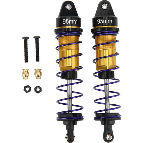 Amortisseur RC 2 pièces Aluminium Allié Réglable Haute Résistance Amortisseur à Huile pour Voiture RC 1/10 95mm Or (1/5)