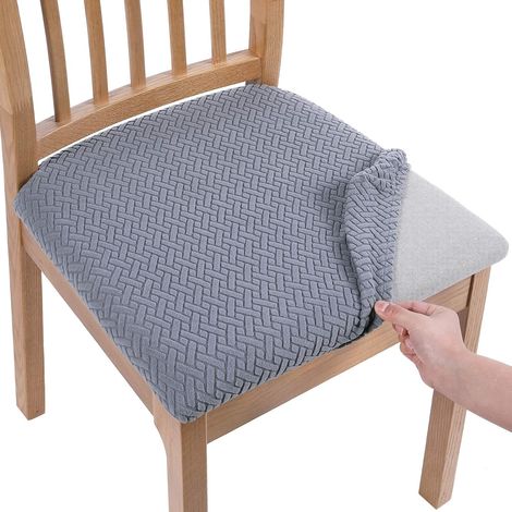 Housse De Chaise, Housse de Chaise Universelle Lavables, Housse de Salle à Manger Universel, très Facile à Nettoyer et Durable, Facile à Installer (Gris, 2 pièces) (1/5)