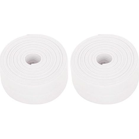 Lot de 2 rouleaux de plinthes souples autocollantes en PVC - 38 mm x 3,2 m - Pour cuisine et salle de bain - Blanc (1/5)