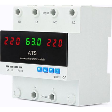 Automatischer manueller Generatorumschalter, LED-Anzeige, Priorität, 63 A, 50 Hz, DIN-Schienenmontage, Unterspannungsschutz für Notstromversorgung (1/5)