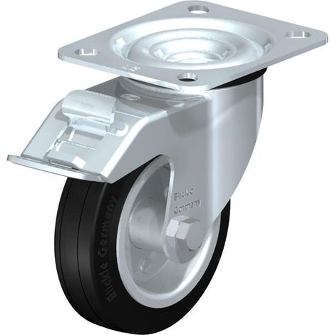 Roue de guidage caoutchouc av blocage LE-VE 125R-FI, charge 100 kg roue diam. 125mm, dim plaque 100x85mm (1/2)