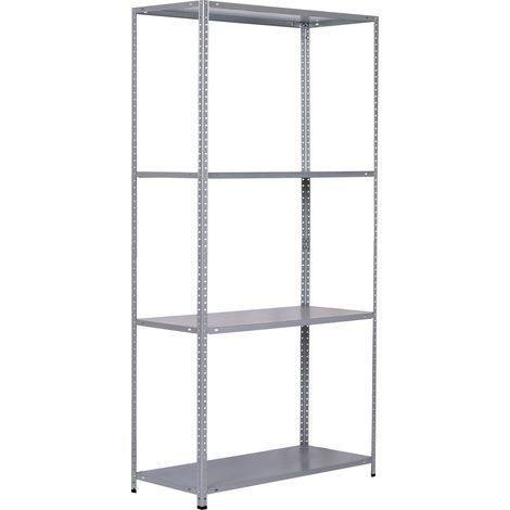 Étagère métallique Galvanisée Nils Solid 137-70 x 30 x 137 cm avec 4 étagères en Acier galvanisé Supporte jusqu'à 200 kg Couleur Gris Facile à Monter (1/5)
