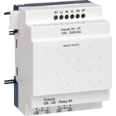 Zelio Logic - module d'extension E/S TOR - 10 entrées/sorties - 100..240Vca (SR3XT101FU)