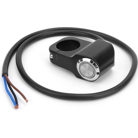 Interrupteur de guidon bouton poussoir avec verrouillage et lumière rouge universel pour moto, guidon 22mm (1/5)