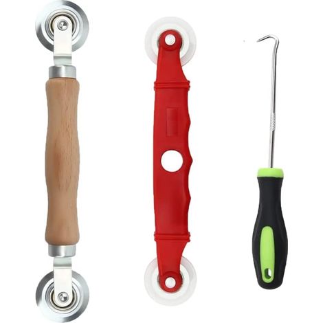 Kit di riparazione per zanzariere, strumento di fissaggio per rulli e estrattore a gancio per la rimozione di reti per verande, terrazze e porte scorrevoli. (1/5)
