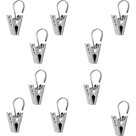 Pinces à rideaux, crochets, clips en acier inoxydable, boucles, accessoires, pinces à rideaux de douche robustes, pinces à rideaux épaisses de style ancien (1/5)