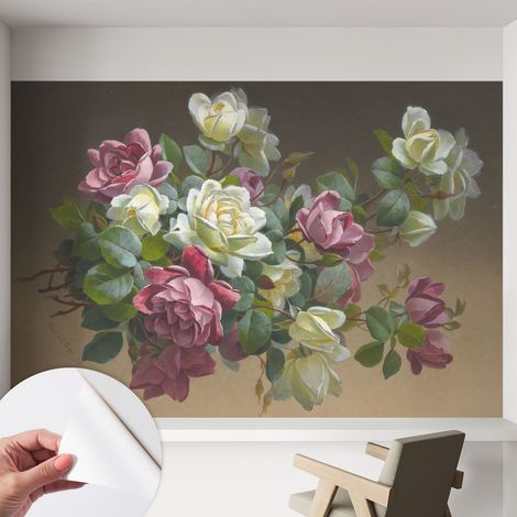 Papier peint adhésif décoratif pour chambre et salon Design moderne à poser facilement Élégance florale 152x104 cm (1/5)