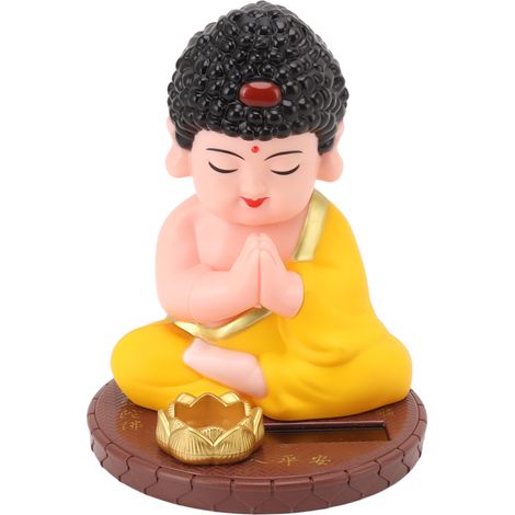 Statuette de Bouddha à hochement de tête automatique avec panneau solaire, décoration pour la maison ou la voiture (1/5)