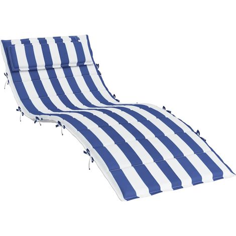 Coussin de chaise longue rayures bleues/blanches 180x60x4 cm (1/5)
