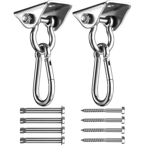 SUS304 Acier Inoxydable Lourds Crochet De Plafond, Crochets de Suspension, 4 Vis de Fixation pour Béton Bois Ensembles, Yoga, hamac, Chaise accrochante, Capacité de Charge Jusqu'à 450Kg (1/5)
