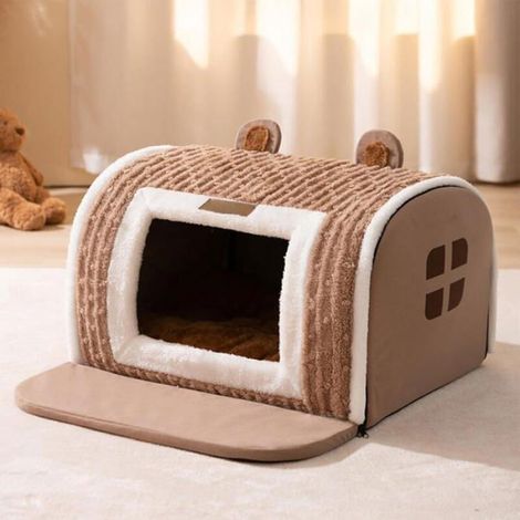 Niche d'hiver chaude avec literie amovible et lavable – Grande niche pour chats et chiens, indéformable - 45 x 35 x 35 cm (1/4)