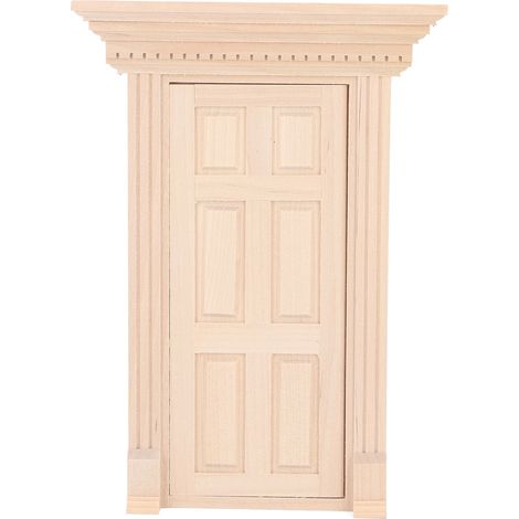 Porte miniature en bois 1:12 pour maison de poupée, cadre à 6 grilles, meuble à peindre, accessoires décoratifs (1/5)