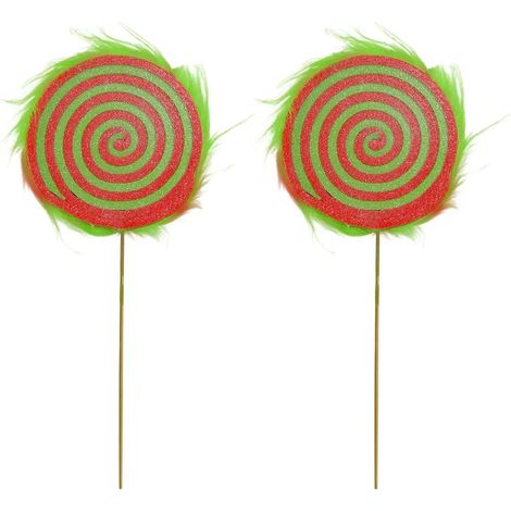 Sucette décorative de Noël, bonbon artificiel, sucette à la menthe poivrée rouge et verte avec fausse fourrure pour les fêtes de Noël (1/5)