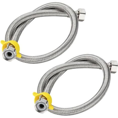 Stainless Steel Shower Hose, Flexible Shower Pipe for Bathroom Shower with Plastic Wrench, Kitchen Tap and Basin Faucet Replacement, Silver (1/5)