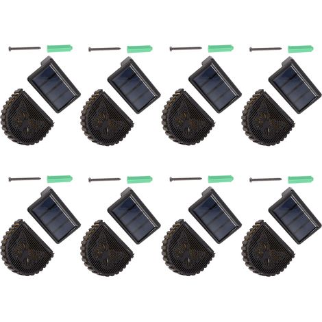 Set mit 8 dekorativen LED-Solarwandleuchten mit integriertem Akku, ideal für einen Innenhof oder eine Terrasse. (1/5)