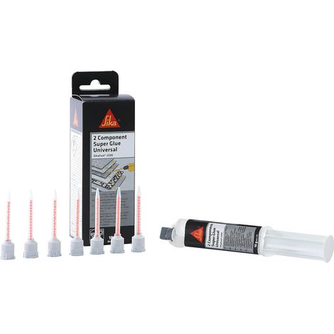 Sika - Sikafast 2590, Super colla universale bicomponente che offre un lungo tempo aperto combinato con un rapido indurimento. Adatta per applicazioni verticali. Siringa in blister 10 ml, Crema (1/5)