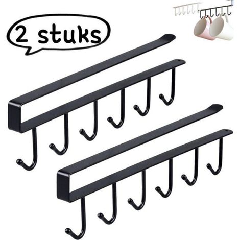 Crochet De Cuisine - Sans Clou - Anti-Tache - Étagère De Rangement Multi-Rangée Pour Placard - Lot De 2 (1/5)