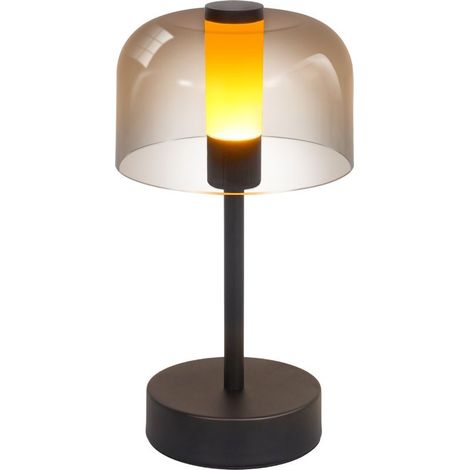 ACKERMAN Lampe de chevet LED sans fil rechargeable USB-C, intensité et température couleur réglables (1800K-6500K), batterie intégrée, commande tactile + mémoire, IP20, noir (1/5)
