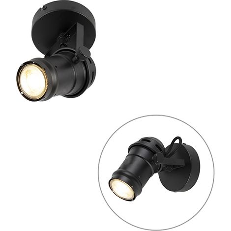 QAZQA Foco industrial negro giratorio e inclinable sin pantalla -