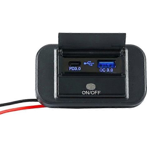 Prise de charge double USB 12V-24V avec interrupteur pour charge rapide, idéale pour camions et motos. (1/5)