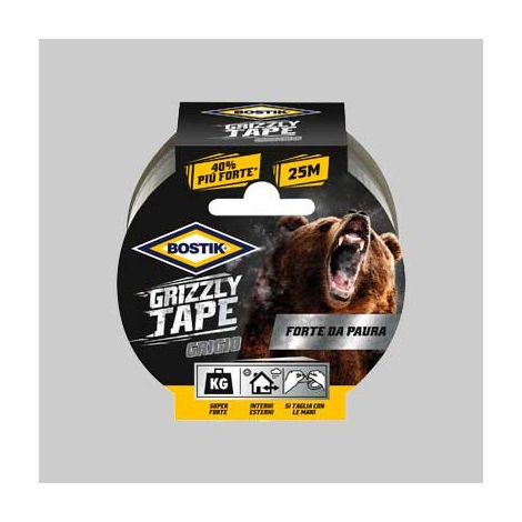 Nastro telato grizzly tape bostik mm 50x25 mt - col. grigio