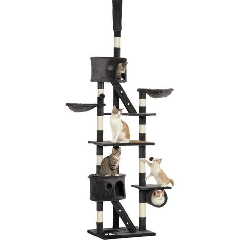 Árbol rascador para gatos de techo 240-260 cm con sisal y felpa gris oscuro HOMVRA (1/5)