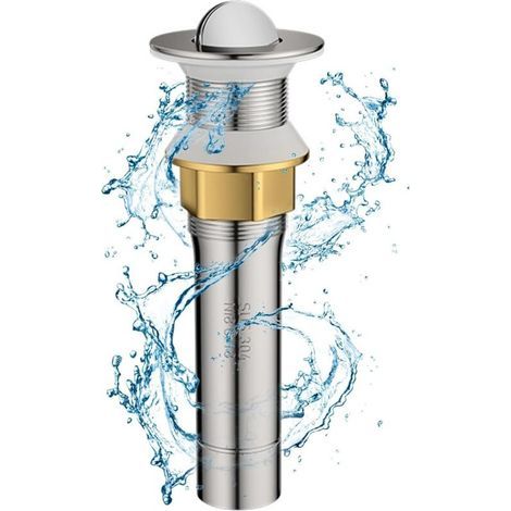 Scarico per lavello in acciaio inox, antideflagrante e anti-intasamento, facile da usare per cucina e bagno (senza trabocco). (1/2)