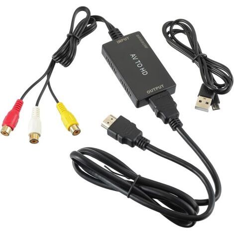 Pair Convertisseur RCA Vers HDMI - Adaptateur Audio Vidéo 1080P AV Avec Câble HDMI Pour N64/STB/DVD/PS3/Xbox - Compatible PAL/NTSC (1/5)