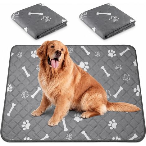 Lot de 2 tapis de dressage réutilisables pour chien – Absorption rapide et imperméable – Tapis lavable pour chien/maison/voiture/voyage – 70 x 100 cm Gris (1/5)