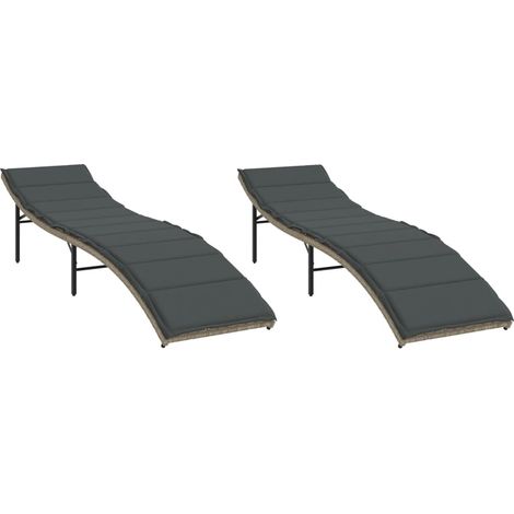 Maison Exclusive - Lettini Prendisole 2 pz con Cuscini Grigio Chiaro in Polyrattan