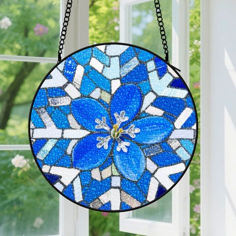 Suspension en vitrail, attrape-soleil élégant en verre coloré, décoration intérieure artistique, cadeau Noël pour femme, homme, famille 9cm (1/5)