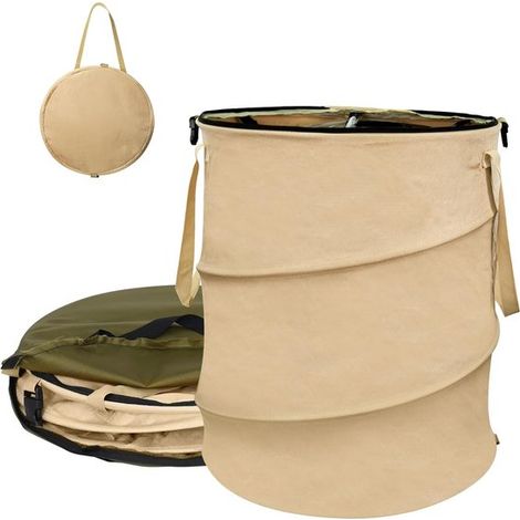Poubelle - Poubelle de camping pliable - Poubelle de voiture - Imperméable - Convient également pour le rangement à la maison - Pour le jardin, les pique-niques et le camping - 55 x 45 cm - beige (1/5)