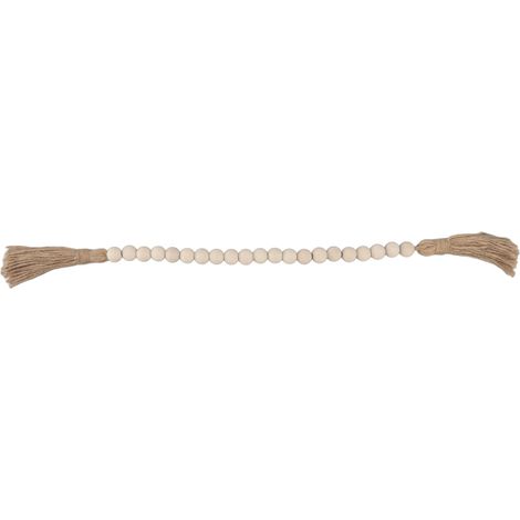 Lot de 10 pendentifs décoratifs en perles de bois et corde de jute, franges pour décoration de fête à la maison, couleur naturelle. (1/5)