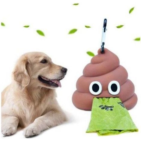 2pcs Distributeur de sacs à déchets pour chien - Silicone étanche et résistant Mousqueton intégré facile à fixer - Marron (1/5)