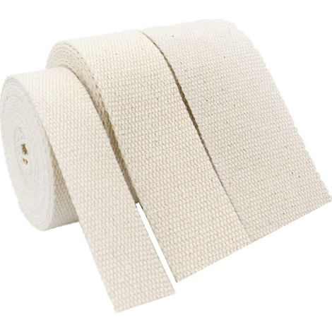 Sangle en Toile de Coton, Ruban en Toile pour Sangles de Sac, Ruban adhésif pour Sacs, Bagages, Sangles de Cargaison, 9 m par Rouleau, Beige, 25 mm (1/3)