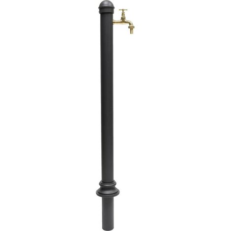 Fonderia Bongiovanni – Fontaine colonne Erice en fonte et acier 94 cm – Robinet en laiton poli – Fixation noyée dans le sol – Pour espaces extérieurs