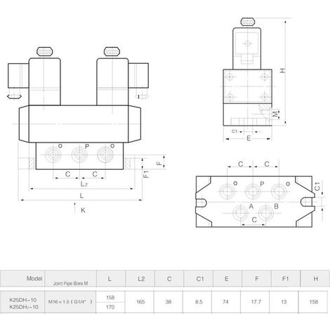 Électrovanne 5 voies à deux positions, distributeur à commande électrique unique, tête carrée G3/8" K25DH-10AC110V (1/5)