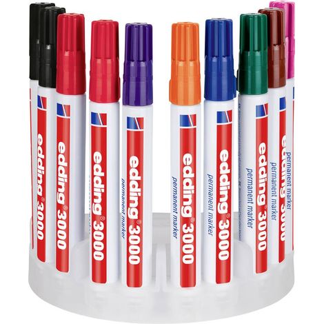 Edding 4-3000-10999 Marcatore indelebile Nero, Rosso, Blu, Verde, Arancione, Marrone, Violetto, Rosa resistente all'acq (1/5)