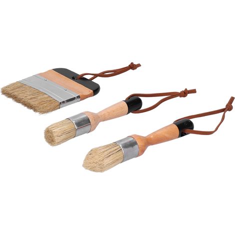 Lot de 3 pinceaux à peindre et cirer, brosses rondes de nettoyage pour meubles en bois, décoration intérieure (1/5)