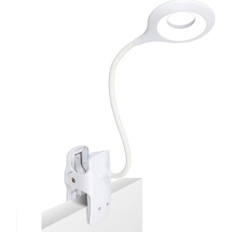 Lampe de bureau LED rechargeable (blanche) avec commandes tactiles, clip de transport et interface USB (1/5)