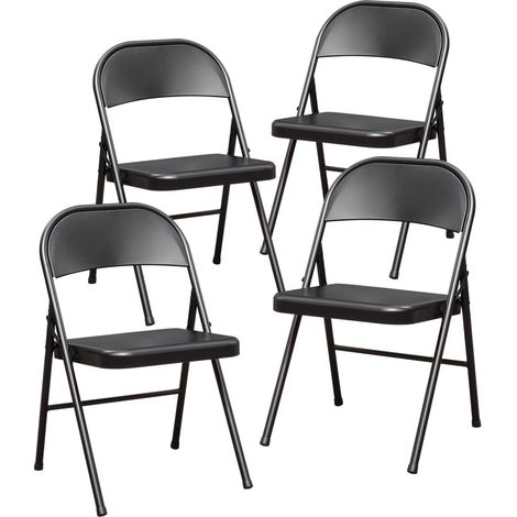Lot de 4 Chaises Pliants, Chaise Pliante Confortable, Chaise Pliante Salle a Manger, Chaise en Acier, Chaises Pliantes pour Cuisine, Bureau, extérieur, Jardin, Charge maximale 136 kg (1/5)