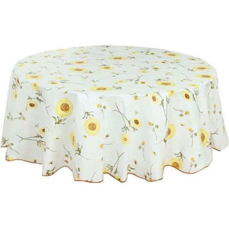 Nappe lavable ronde 180cm, imperméable, résistante à l'huile, motif floral
