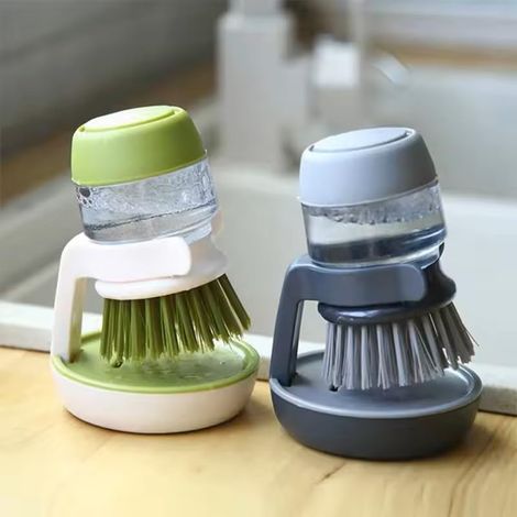pezzi di dispenser di sapone, spazzola per piatti, spazzola per palmo, spazzola per strofinare, dotata di staffa di stoccaggio e base di drenaggio, utensili da cucina e lavandino facili da pulire (1/5)