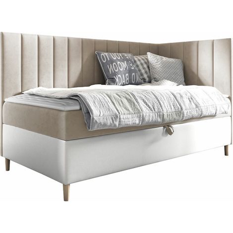 Cama continental Lucus, Soft 017 + Fresh 1, Continental, Individuales, 80x200, Tapiz, Cuero ecológico, Somieres, 88x208x115cm (1/5)