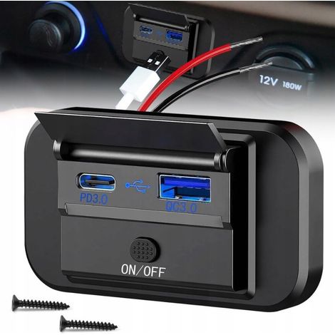 Cargador USB para coche QC PD 3.0 Adaptador de toma USB para coche 12/24V (1/5)
