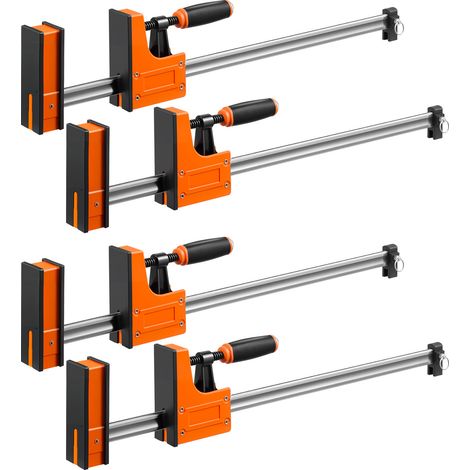 Mophorn Lot de 4 serre-joints à barre, ouverture 60,96 cm, capacité 680 kg, 2 modes (serrage/écartement), patins en caoutchouc, poignée ergonomique, barre acier au carbone, pour travail bois et métal (1/5)