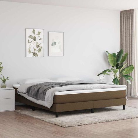 Sommier à ressorts de lit - Sommier pour Adulte et Enfant - Marron foncé 160x200 cm Tissu BV233368 - BonneVie (1/5)