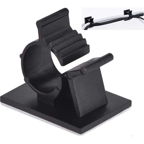 Verstellbare, selbstklebende Kabelclips für die Kabelführung von Glasfaserkabeln, Kabel- und Schnurbinder für Zuhause oder Büro, Schwarz (60er-Packung) (1/4)