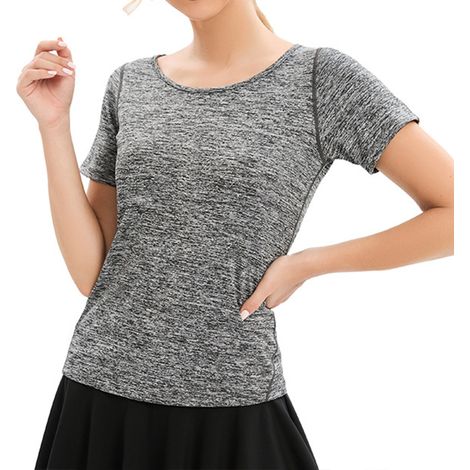 T-Shirt Sport Femme - Manches Courtes Col Rond - Tissu Lycra Séchage Rapide - Pour Fitness Et Yoga - Lot De 1 (1/5)